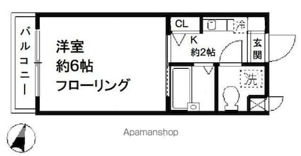 Ｆｕｌｌ　Ｗｉｓｅ　ＩＩ[1K/19.04m2]の間取図