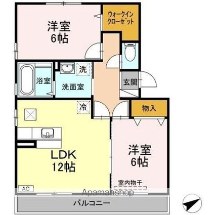 プラシード三宅[2LDK/60.57m2]の間取図