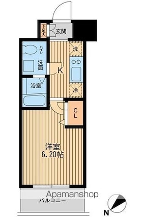 エコロジー潮見レジデンス[1K/21.2m2]の間取図