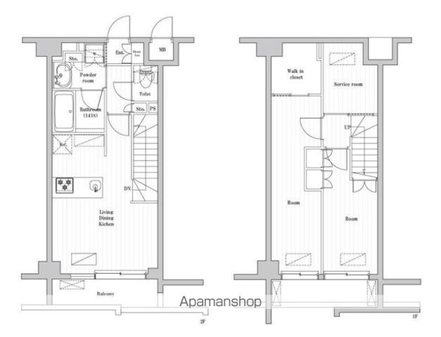 東京都世田谷区弦巻２丁目[2SLDK/68.86m2]の間取図