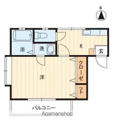 上之町グリーンハイツ[1K/23.18m2]の間取図