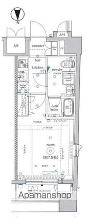 ベルシード新宿中落合[1K/25.78m2]の間取図
