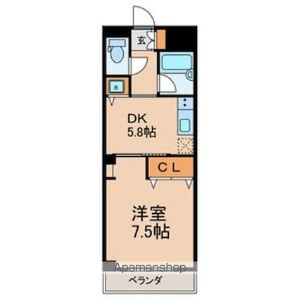 エスポワール富里[1DK/32.55m2]の間取図