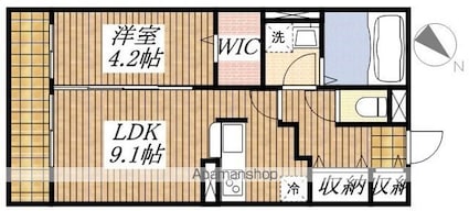 クレール花水木[1LDK/37.3m2]の間取図