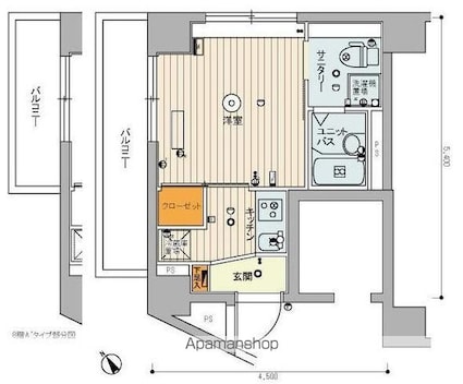 スカイコート豊島南長崎[1K/21.61m2]の間取図