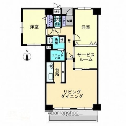 サーパス木太Ⅱ[2SLDK/78.23m2]の間取図