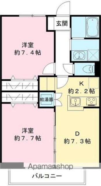 プレジール[2DK/55.53m2]の間取図