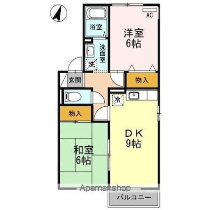 セジュール岡本　Ｄ棟[2DK/50.12m2]の間取図
