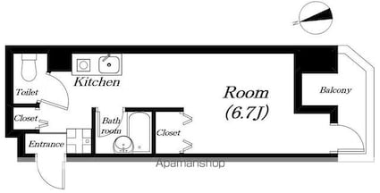 滋賀県大津市一里山１丁目[1R/23.1m2]の間取図