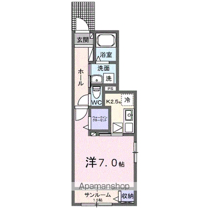 カルム古市橋[1K/33.2m2]の間取図