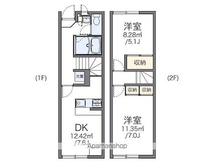レオパレスパークハイム[2DK/49.2m2]の間取図