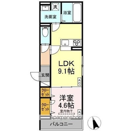 Ｄーｒｅｓｉｄｅｎｃｅ曙町１丁目[1LDK/37.09m2]の間取図