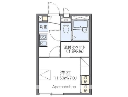 レオパレスさくらんぼ[1K/19.87m2]の間取図
