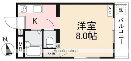 ドルフ５[1K/22.68m2]の間取図