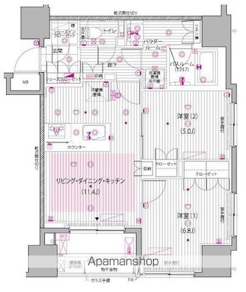 東京都豊島区上池袋２丁目[2LDK/55.78m2]の間取図