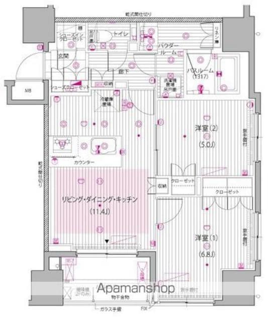 東京都豊島区上池袋２丁目[2LDK/55.78m2]の間取図