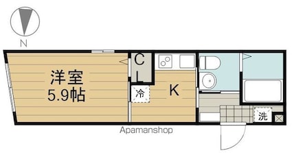 ＥＸＩＡ府中[1K/20.11m2]の間取図