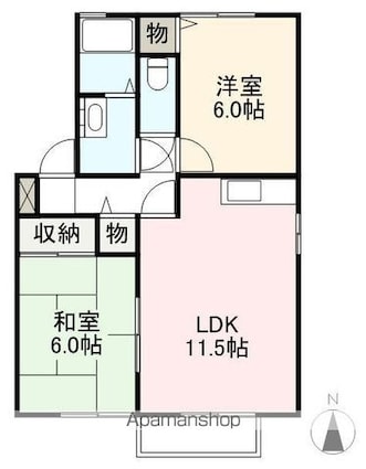 メゾンパークスＣ[2LDK/53.76m2]の間取図
