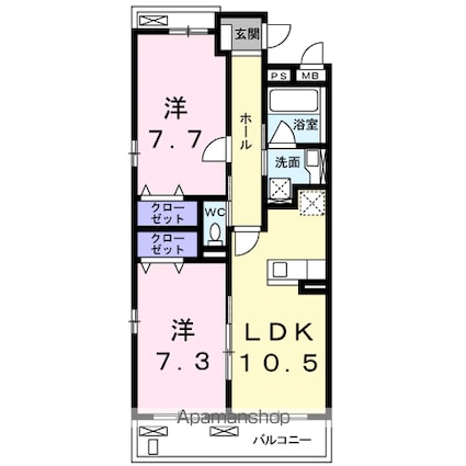 キャッスル　ハイム[2LDK/60.32m2]の間取図