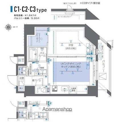 ＺＯＯＭ秋葉原[1LDK/41.64m2]の間取図