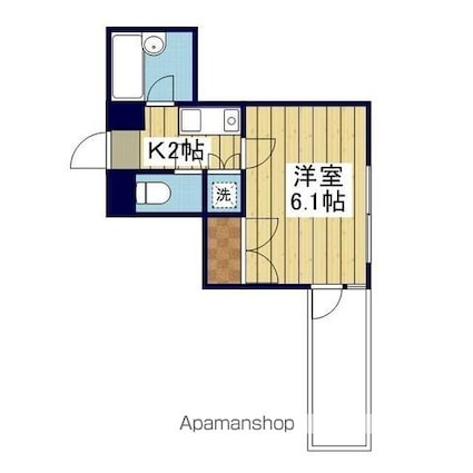 ＳＵＮＲＩＳＥ豊坂[1K/21.4m2]の間取図