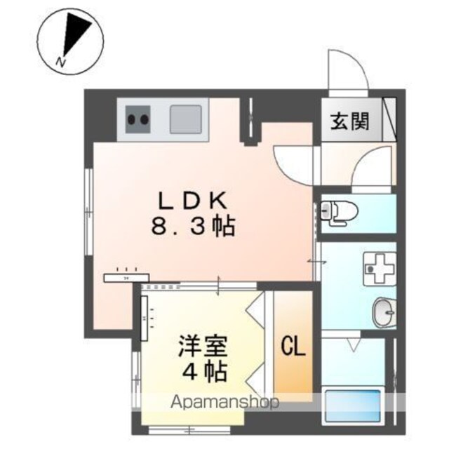 国分寺市マンション[1LDK/31.05m2]の間取図