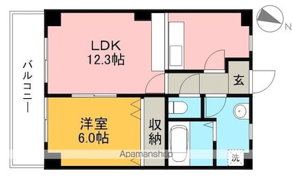 ミール[1LDK/42.18m2]の間取図