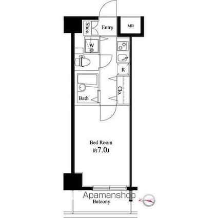 ＳＱＵＡＲＥ潮見[1K/22.5m2]の間取図