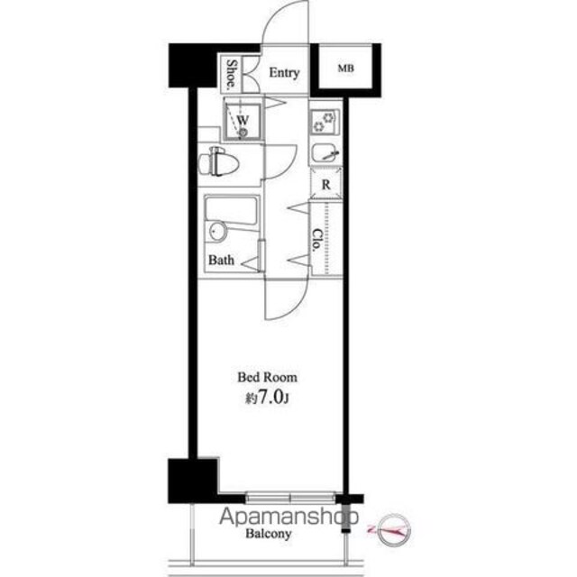 ＳＱＵＡＲＥ潮見[1K/22.5m2]の間取図