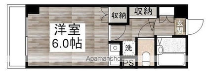 ヴェルドミール新富[1R/21.88m2]の間取図