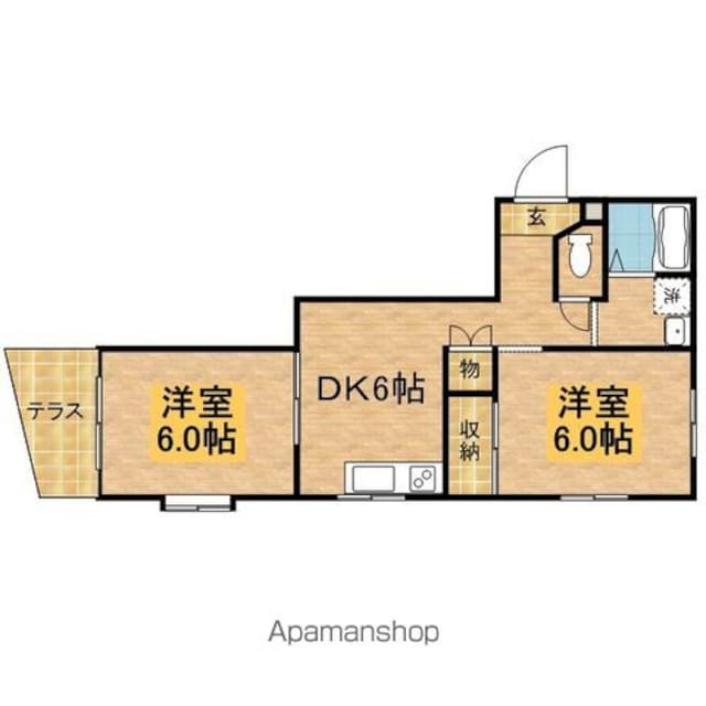 アリビオ武蔵境[2DK/45.56m2]の間取図