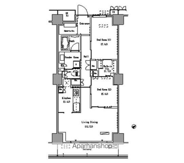 パークアクシス豊洲[2LDK/69.74m2]の間取図
