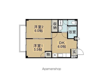 プティカーサ[2DK/40.04m2]の間取図
