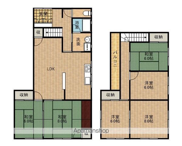 焼津市 2階建 築51年の間取り写真