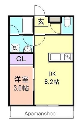 和歌山県和歌山市西小二里３丁目[1DK/33m2]の間取図