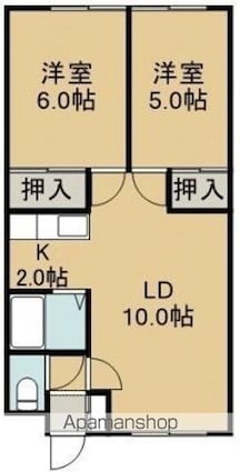 龍雲荘[2LDK/46.28m2]の間取図