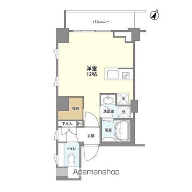 コスモリード市ヶ谷払方町[1R/33.4m2]の間取図