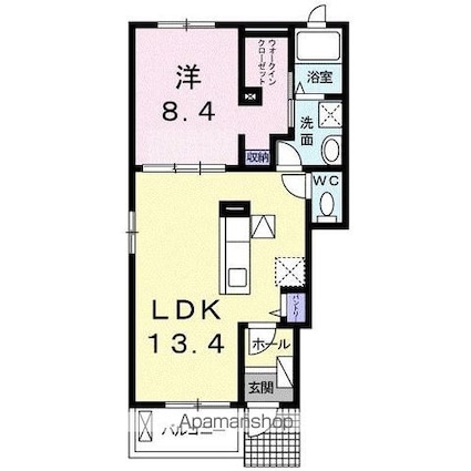 ブラウン窓香[1LDK/47.08m2]の間取図