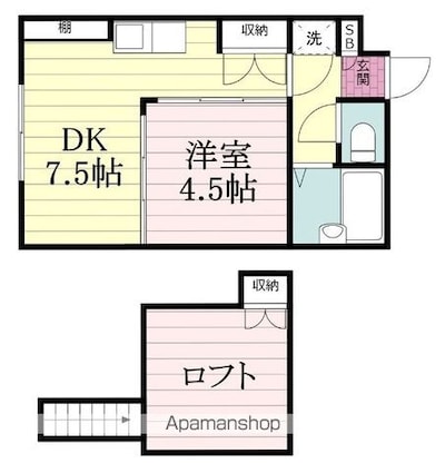 ジュネパレス松戸第２１[1DK/24.31m2]の間取図