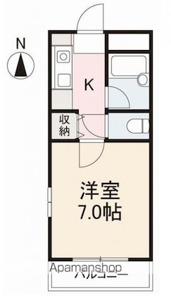 フィール２番館[1K/21.12m2]の間取図