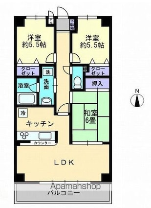サンリッチ久保[2SLDK/70.67m2]の間取図