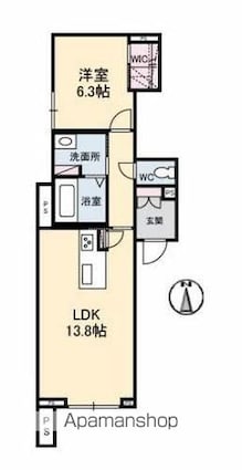 シャーメゾンクオリスタ[1LDK/51.96m2]の間取図