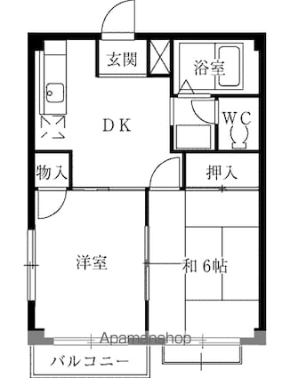 グランディ・ハイツ[2DK/39.7m2]の間取図