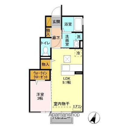 ミリオンリーフ　Ａ[1LDK/31.69m2]の間取図