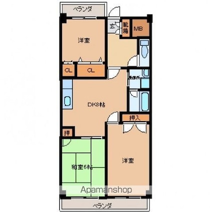 ユアコート土橋[3DK/60.16m2]の間取図