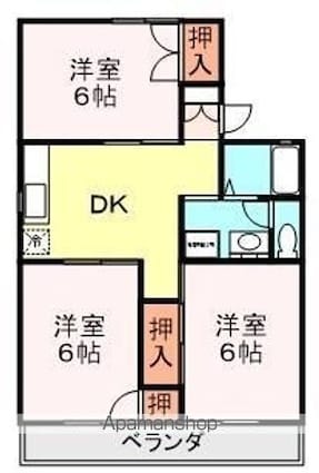 塩田ハイツＨ[3DK/53.68m2]の間取図