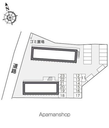レオパレスグリーンリーフ　Ｂ[1K/23.18m2]の配置図