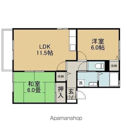 ソイ・ビーンズ[2LDK/46.5m2]の間取図
