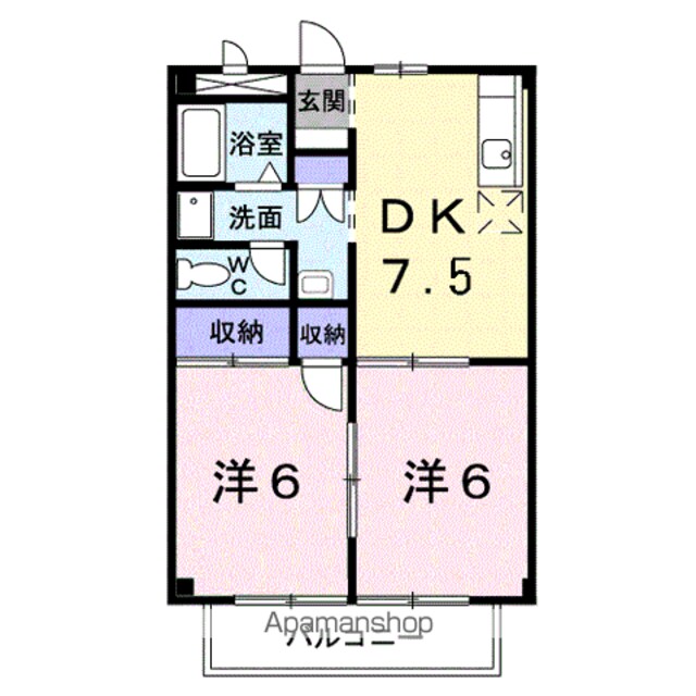 モンターニュ[2DK/43.88m2]の間取図