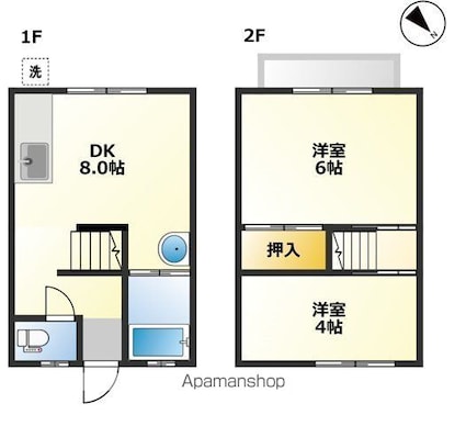 高岡アパート[2DK/39m2]の間取図